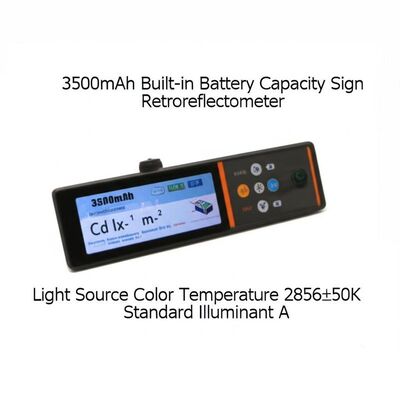 3500 mAh Ingebouwde batterijcapaciteit Signaal-retroreflectometer met retroreflectcoëfficiënt Cd lx-1 m-2 en lichtbron Kleurtemperatuur 2856±50K Standaardverlichting A